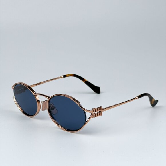 Miu Miu MU52YS ZVF1V1 BRAND NEW Sunglasses Pink Gold Dark Blue Oval Unisex main image 6